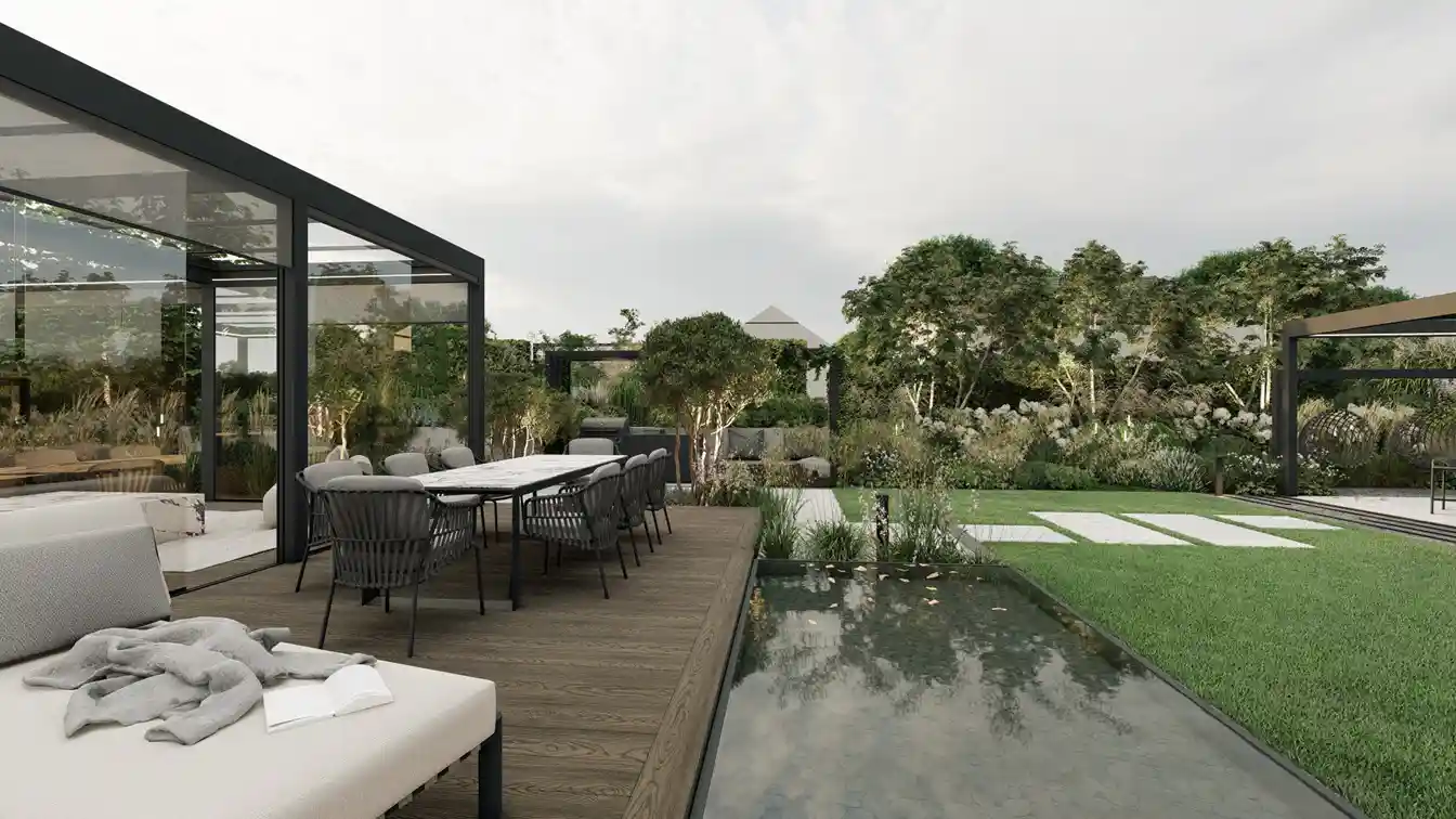 Nowoczesny taras w ogrodzie
