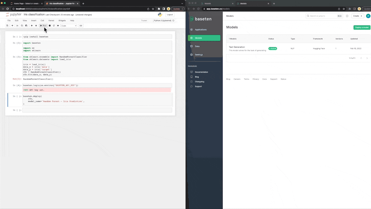 Building a full-stack application for an ML model in just a few minutes.