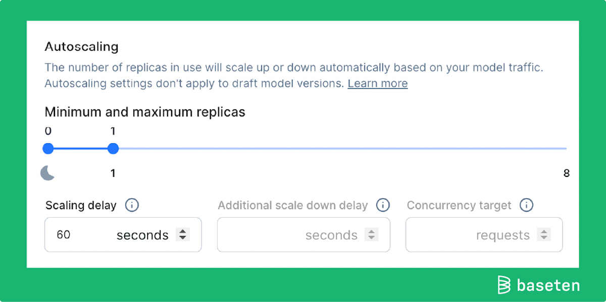 Scale to zero controls within Baseten