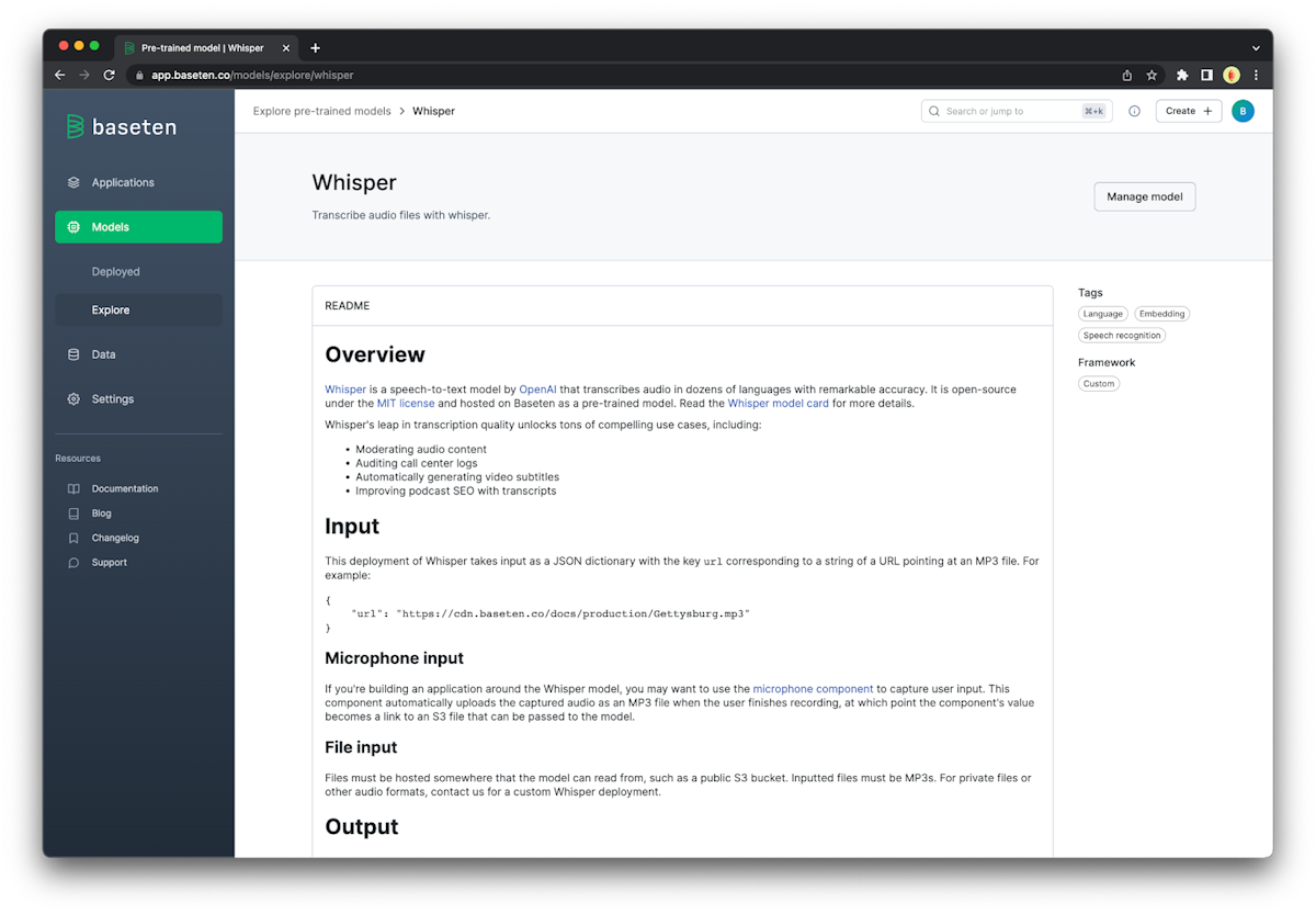 A screenshot of the Whisper model's new README