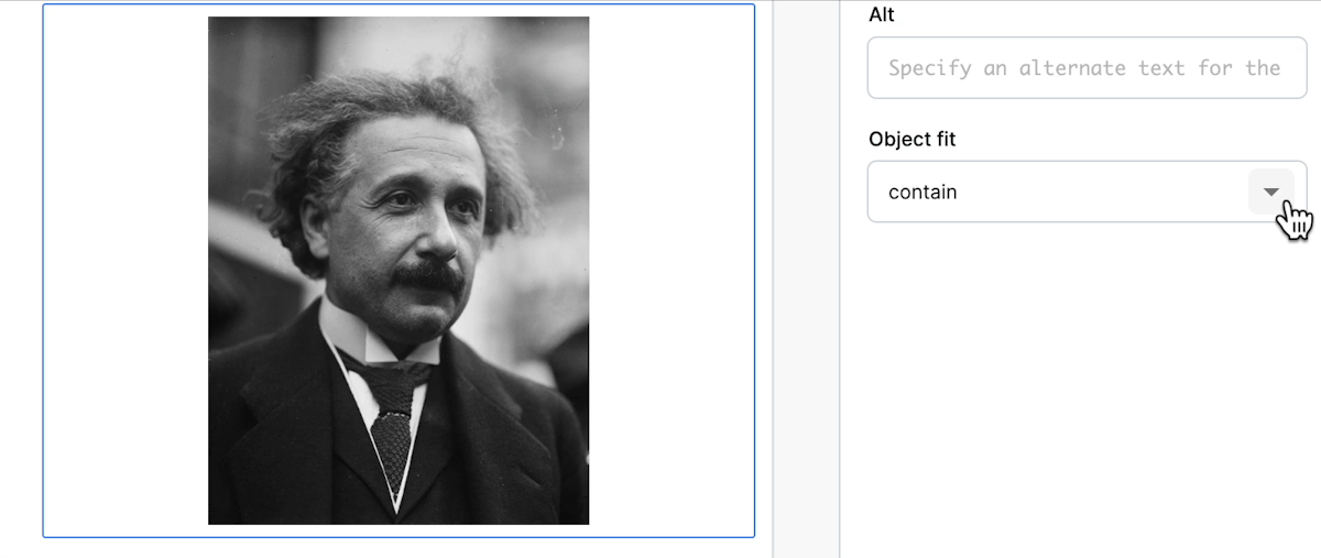 A gif of the five different image fit options