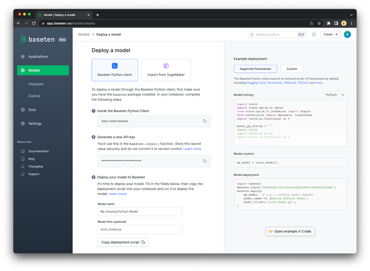 The new model deployment UI