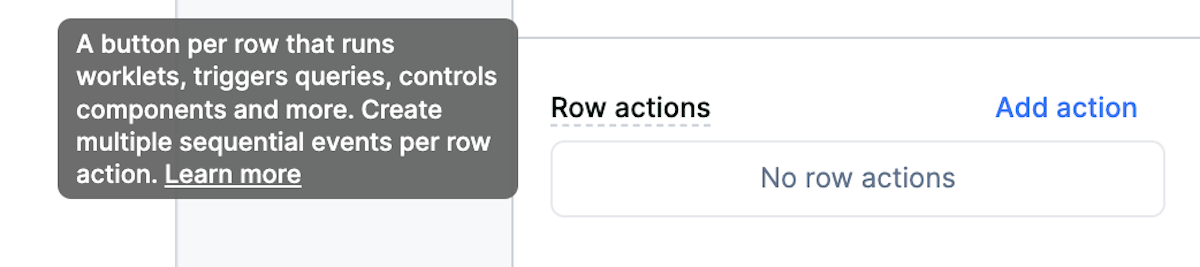 A tooltip explaining row actions