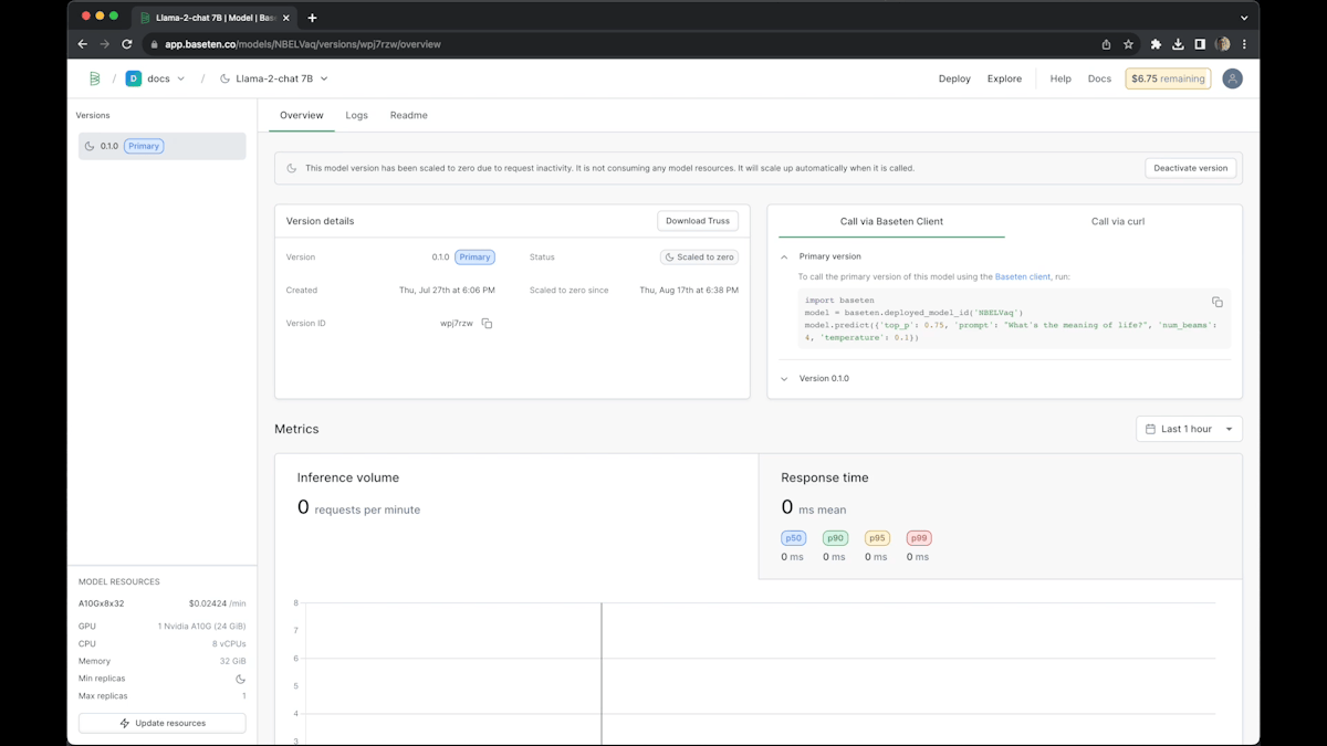 Download the Truss of any model in your Baseten workspace