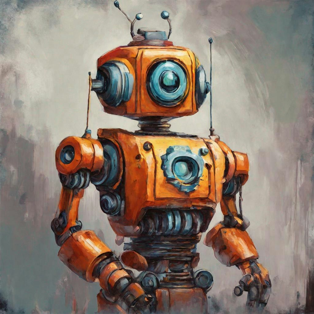 Prompt: a painting of a robot