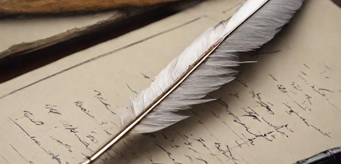 Prompt: A fancy quill resting on a desk