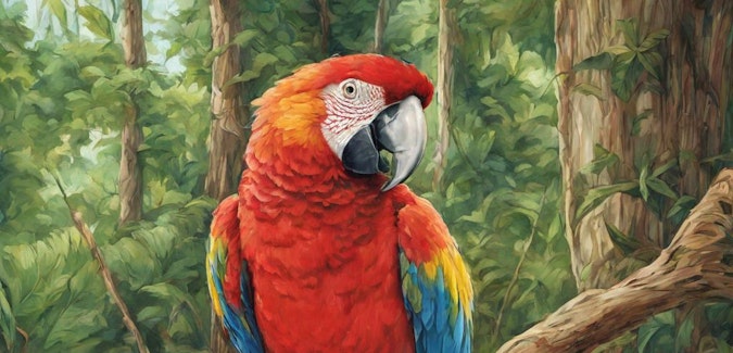 Prompt: A parrot in the jungle
