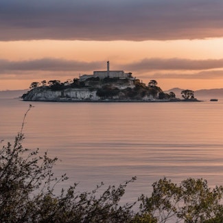 Prompt: Alcatraz island at sunrise