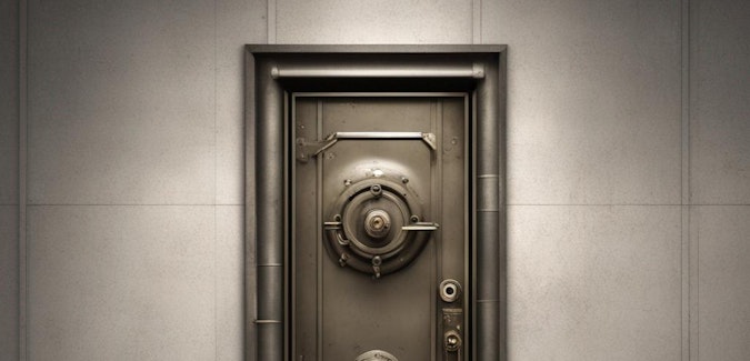 Prompt: A vintage bank vault door