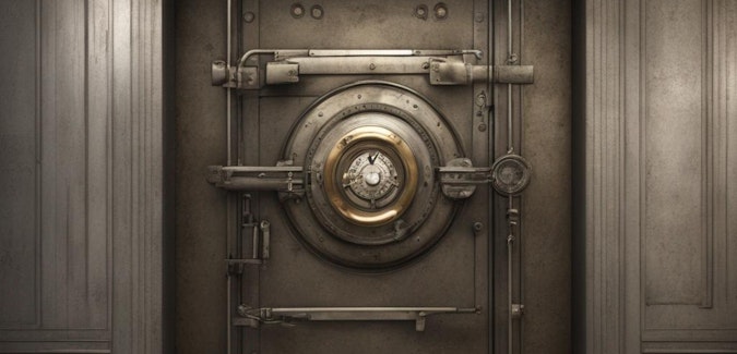 Prompt: A vintage bank vault door