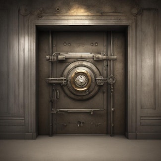 Prompt: A vintage bank vault door