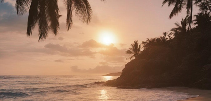 Prompt: Sunrise over a tropical beach