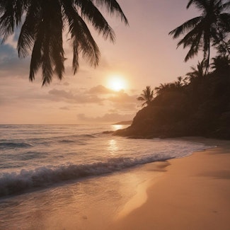 Prompt: Sunrise over a tropical beach