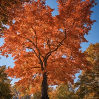 Prompt: A maple tree with fall foliage