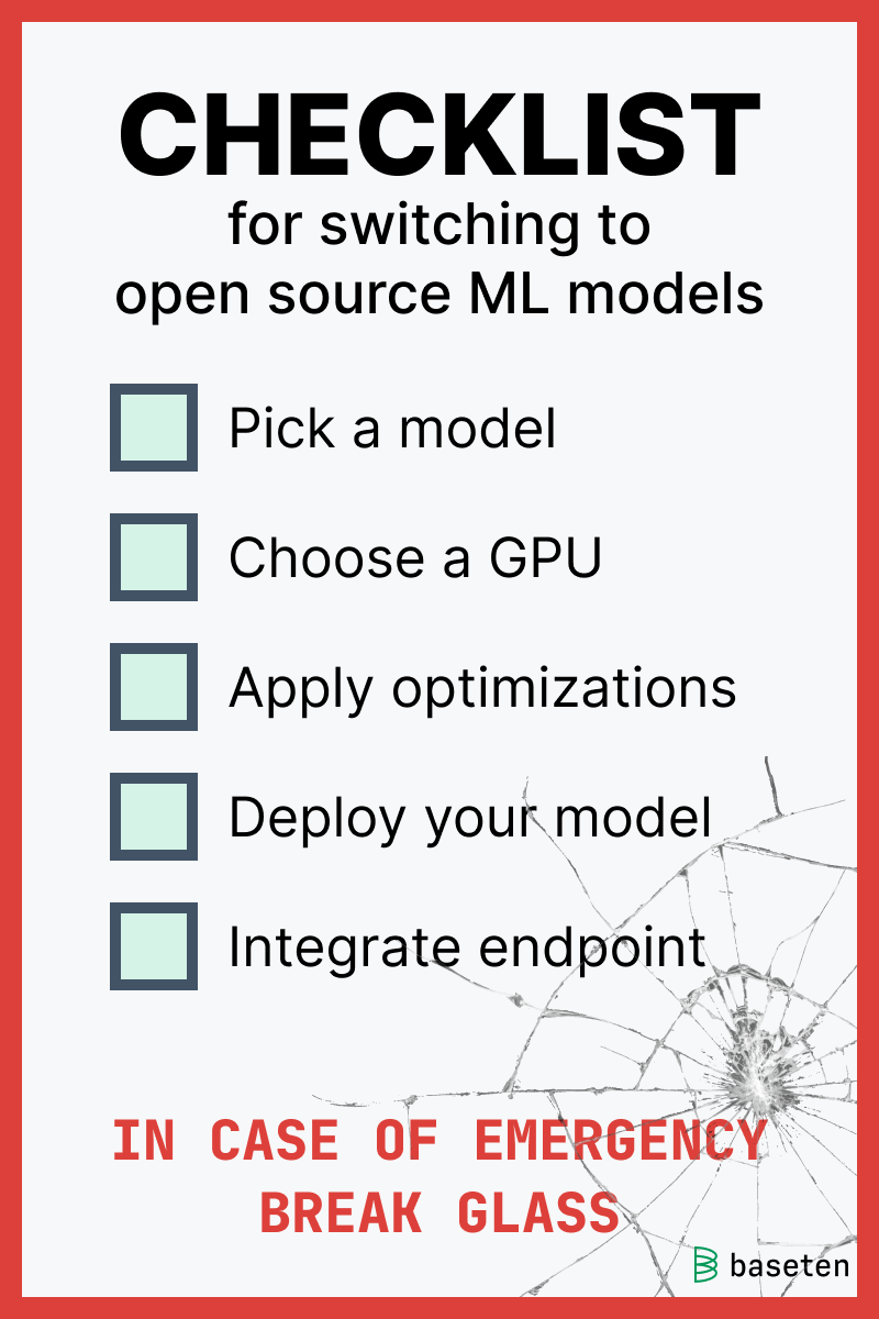 Checklist for switching to open source ML models