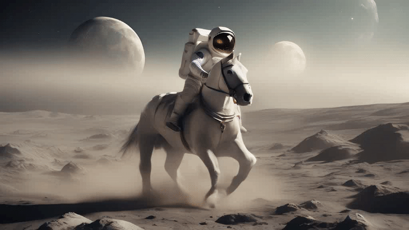 Astronaut riding a horse generated by SDXL + Stable Video Diffusion