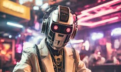 Prompt: a cyberpunk movie still of a robot DJ at a club. Model: Playground 2.