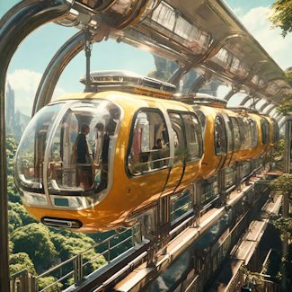 Prompt: a futuristic monorail