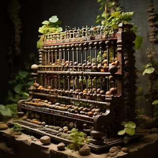 Prompt: an abacus in a roman garden
