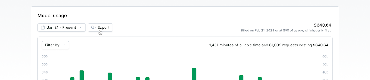Export billing usage data