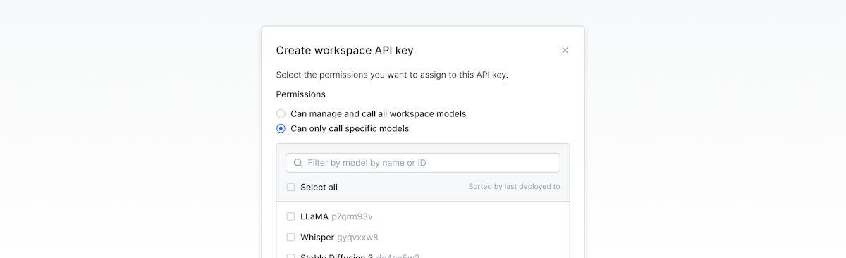 Filter API keys list