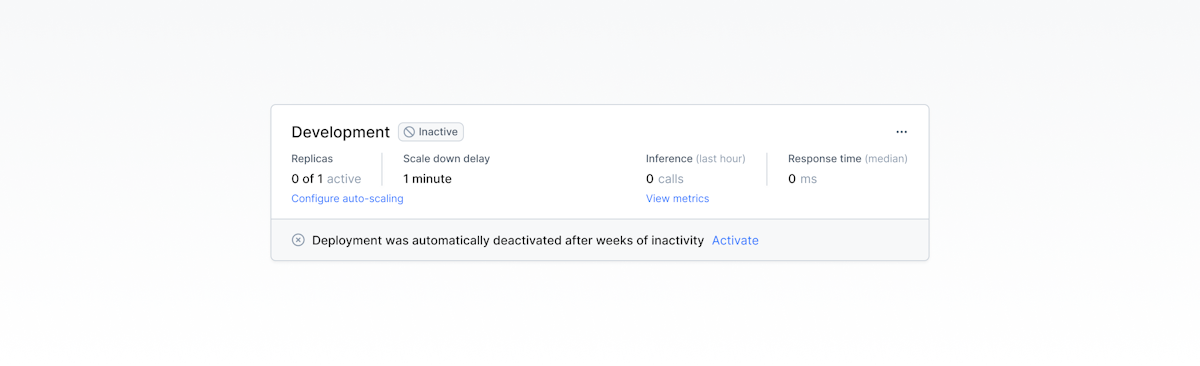 Automatic deactivation for inactive deployments