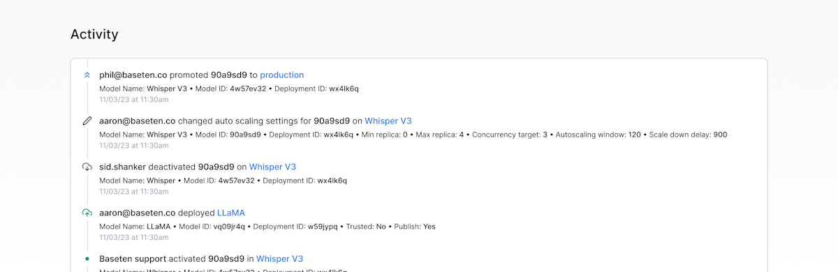 Activity feed