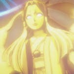 glowing gold goddess, anime style art. Kokoro from the anime Terminator