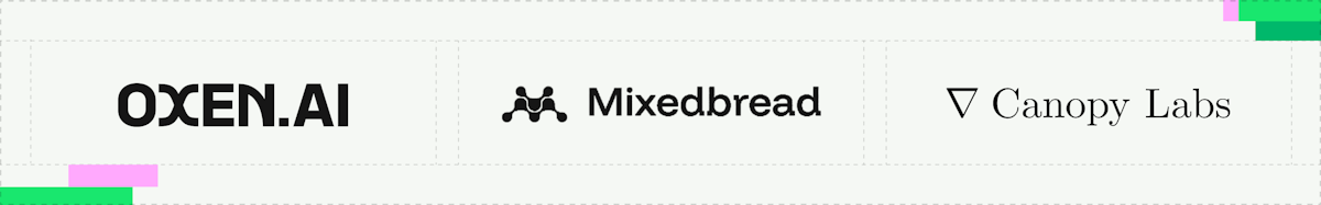 Baseten partners with Oxen, Mixedbread, and Canopy Labs on their Training product.