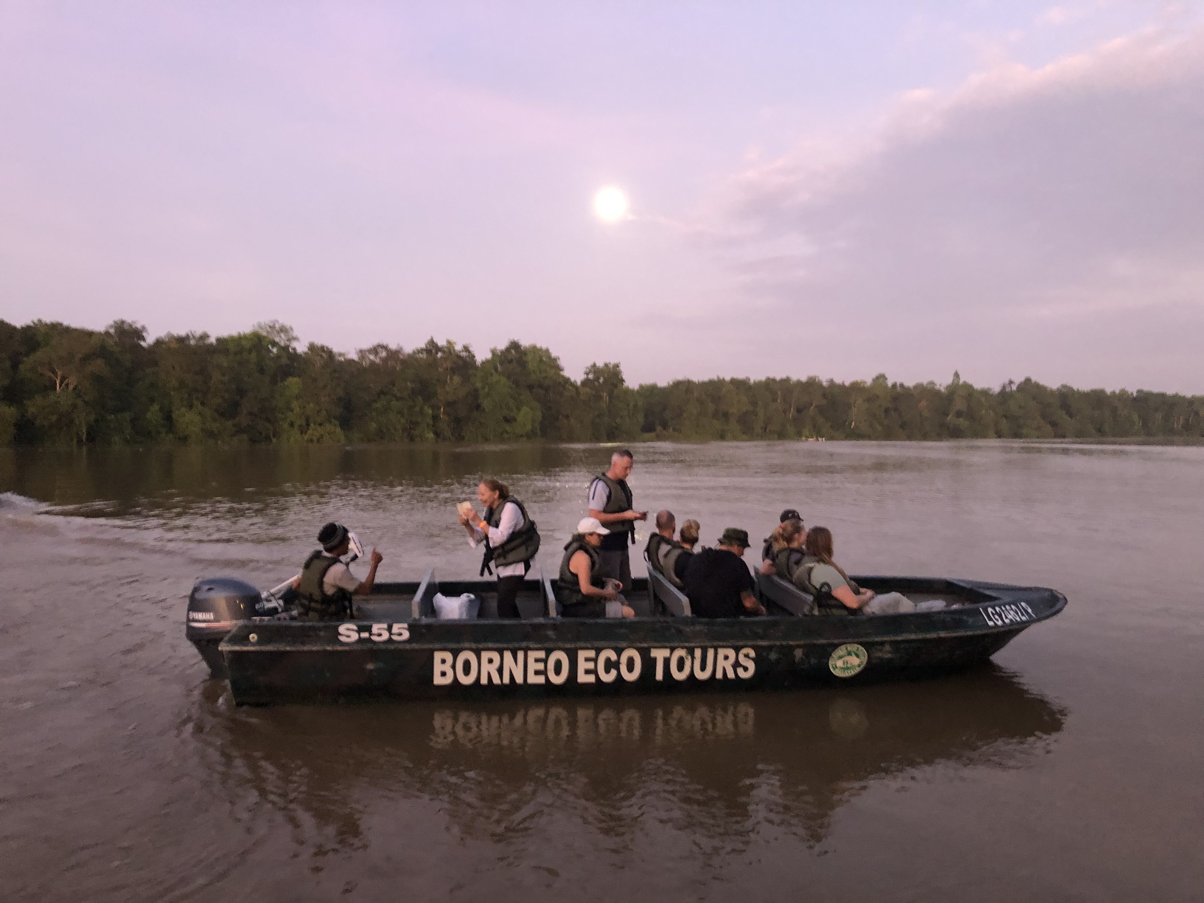 Billede af båd på flod i Borneos jungle