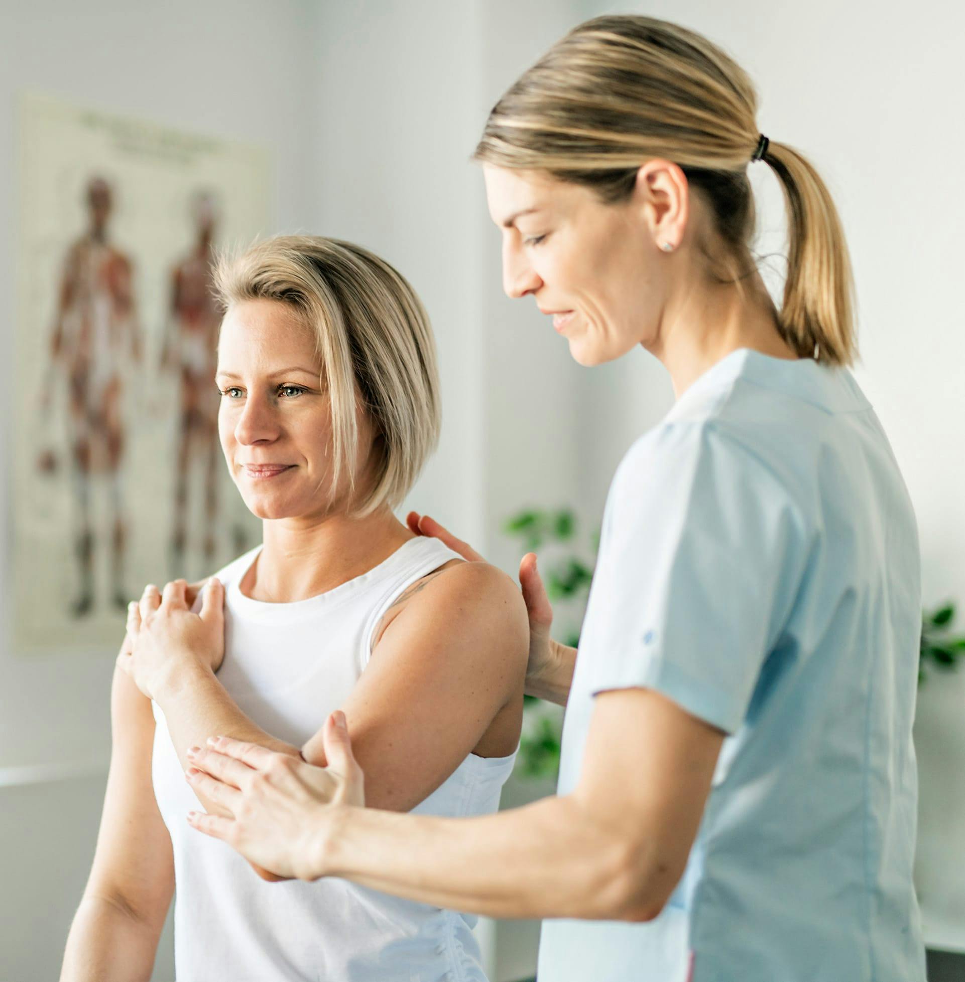 Doctor look at patient's arm