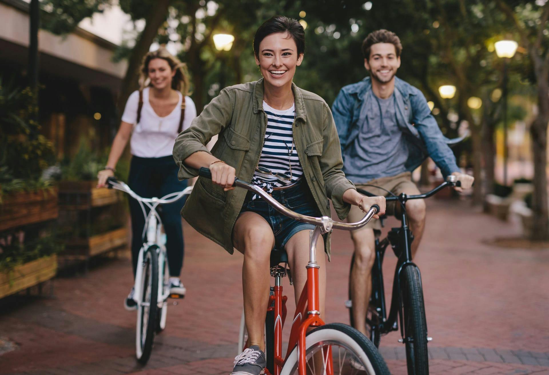 Friends riding bikes