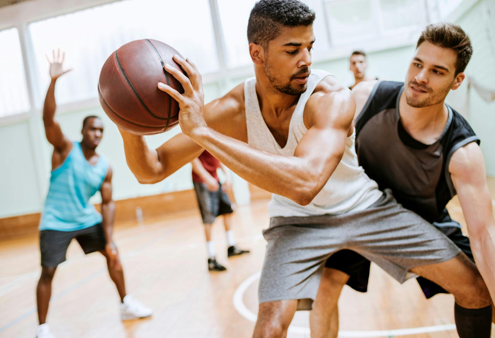 Group of guys playing basketball