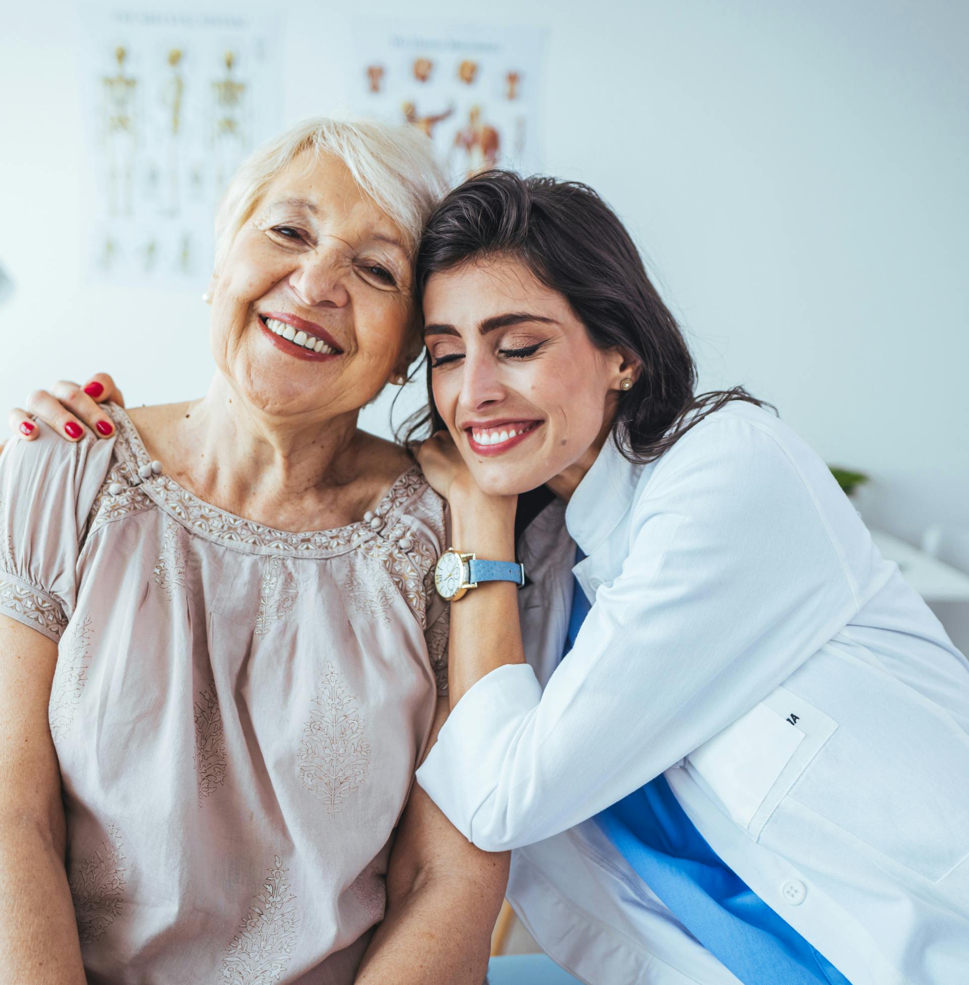 Doctor and patient smiling