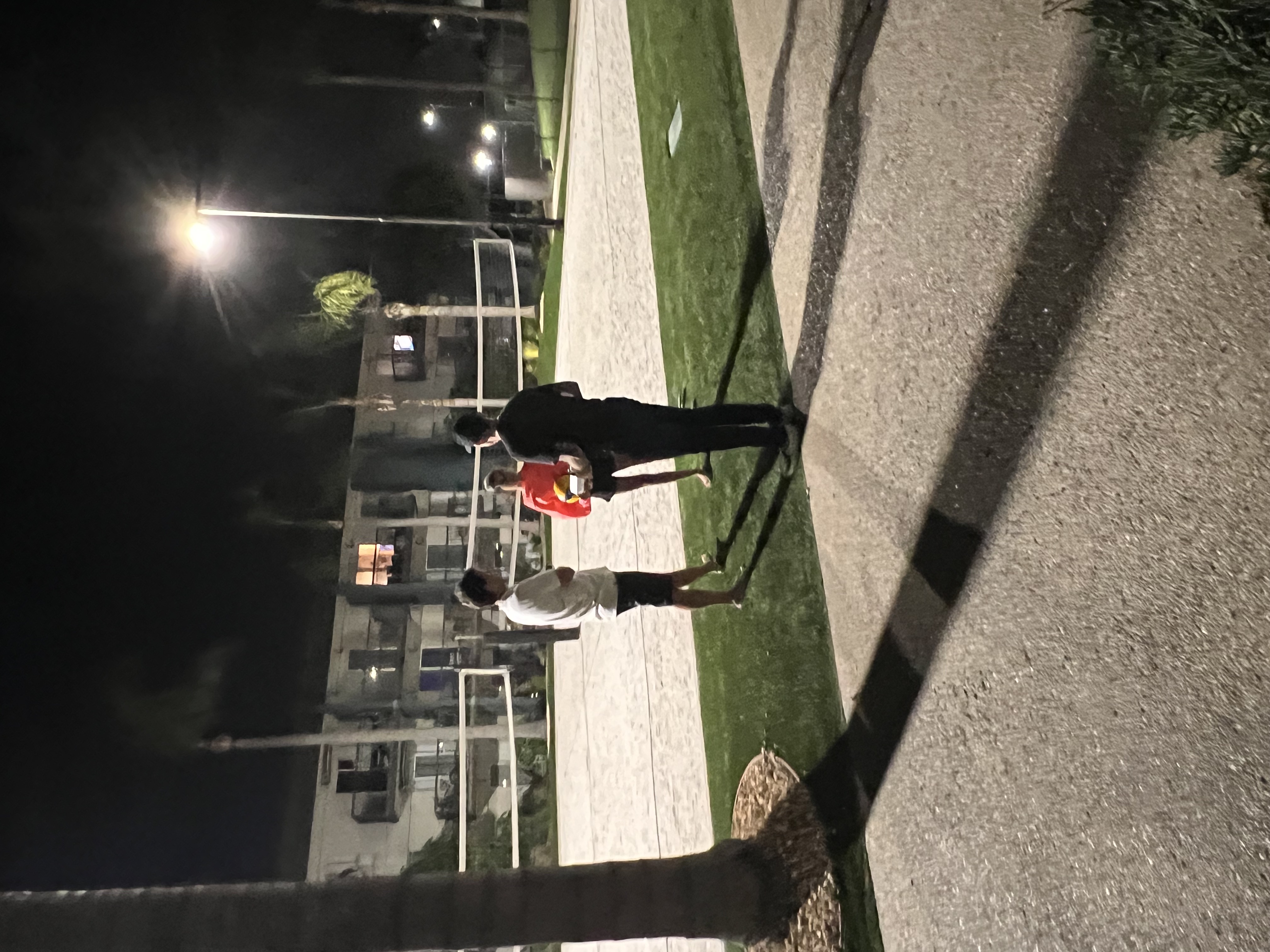 Img: person, walking, path, sidewalk, adult, male, man, city, road, grass