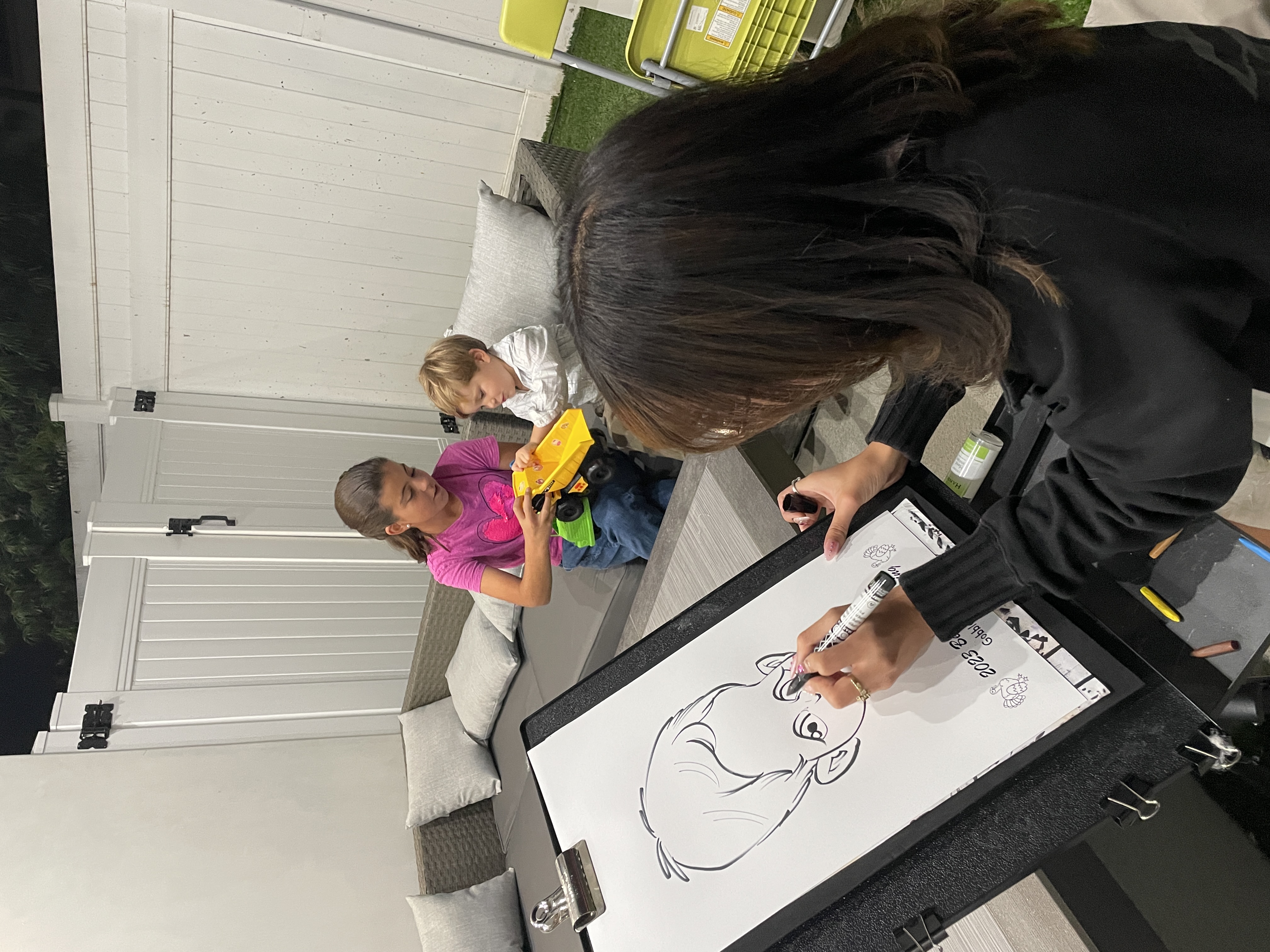 Img: child, female, girl, person, adult, woman, pen, finger, boy, male