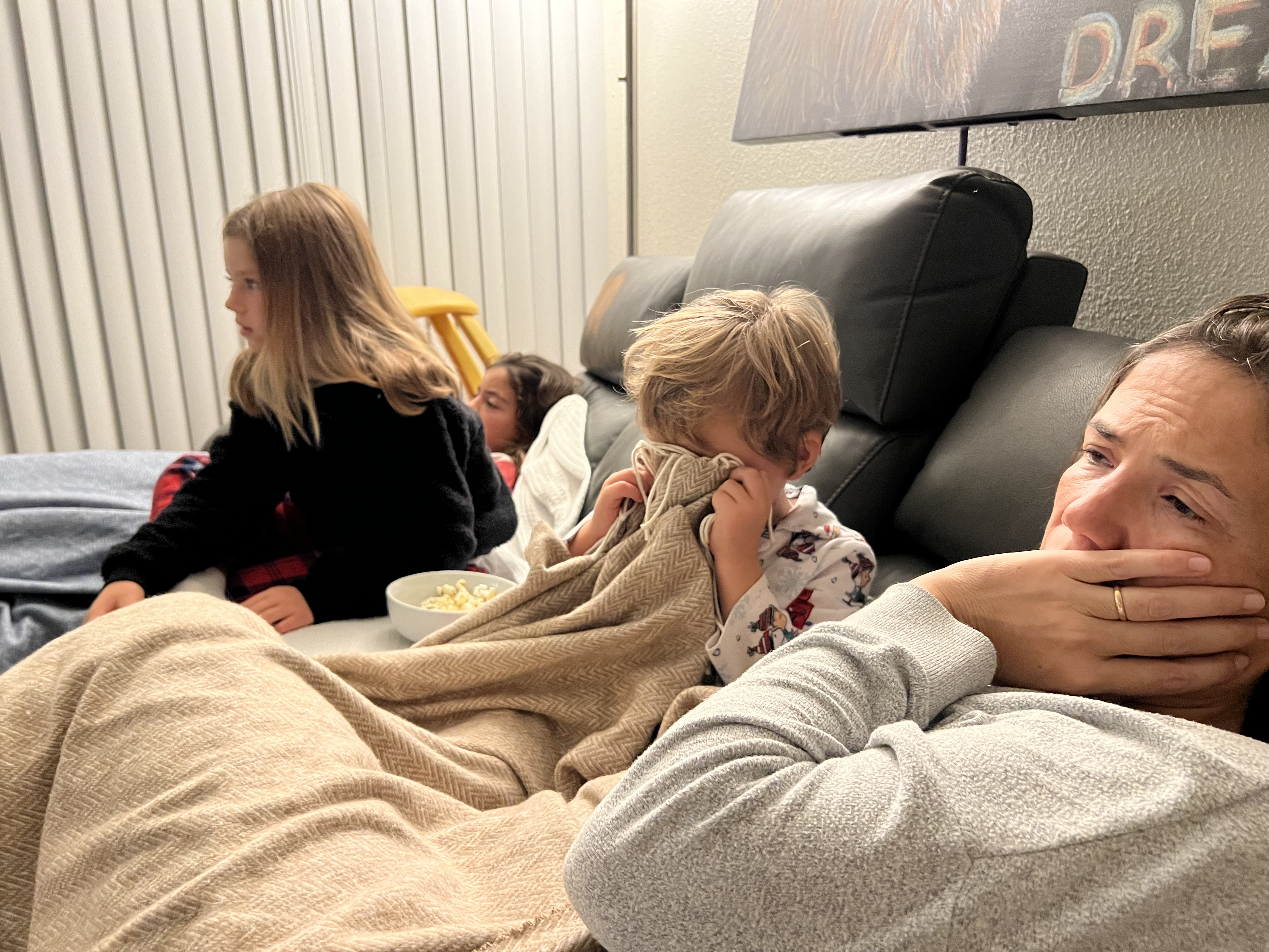 Img: people, person, couch, furniture, blanket, face, head