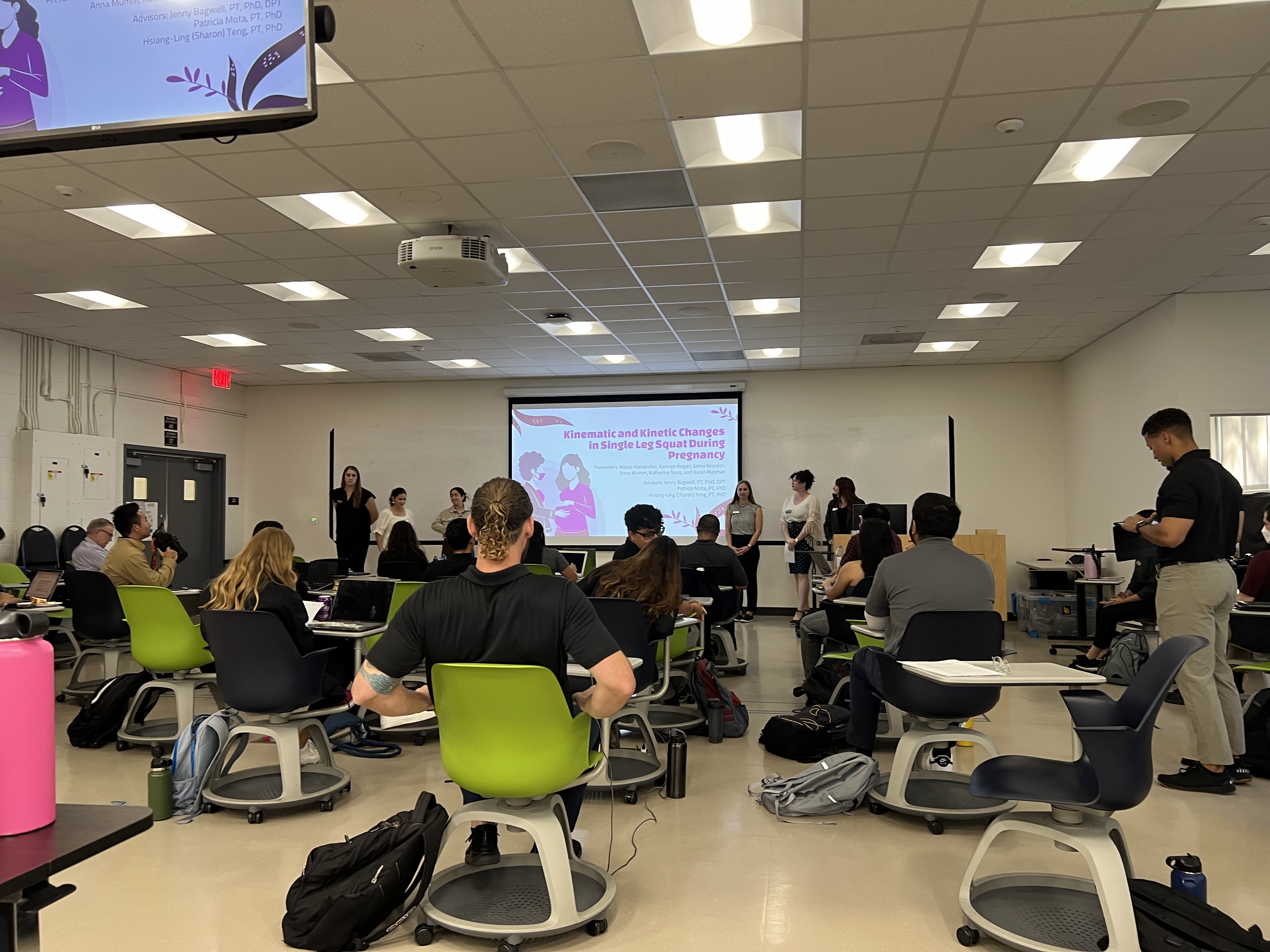 Img: indoors, adult, female, person, woman, backpack, people, chair, shoe, man