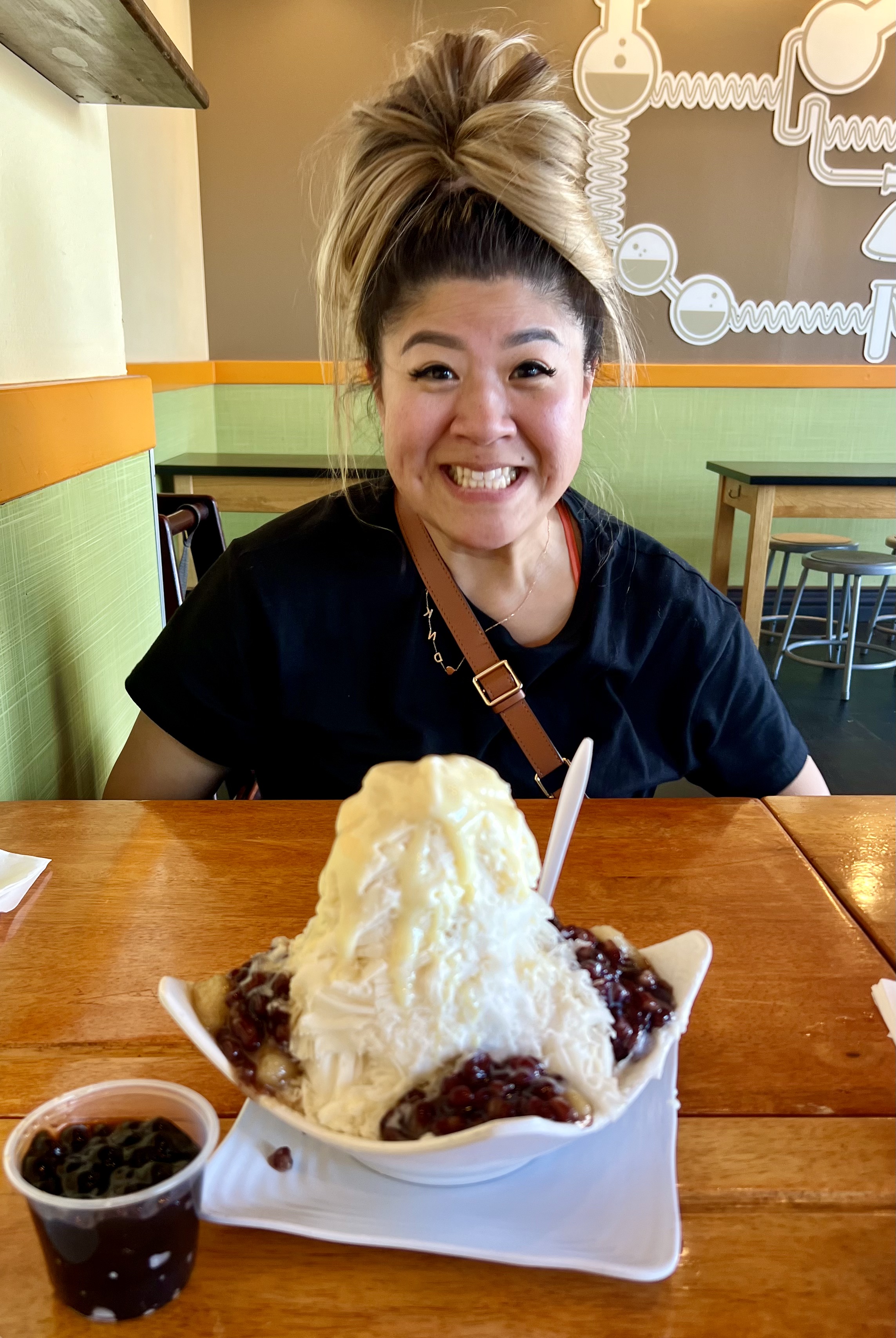 Img: cream, dessert, icing, ice cream, adult, female, person, woman, sundae, spoon