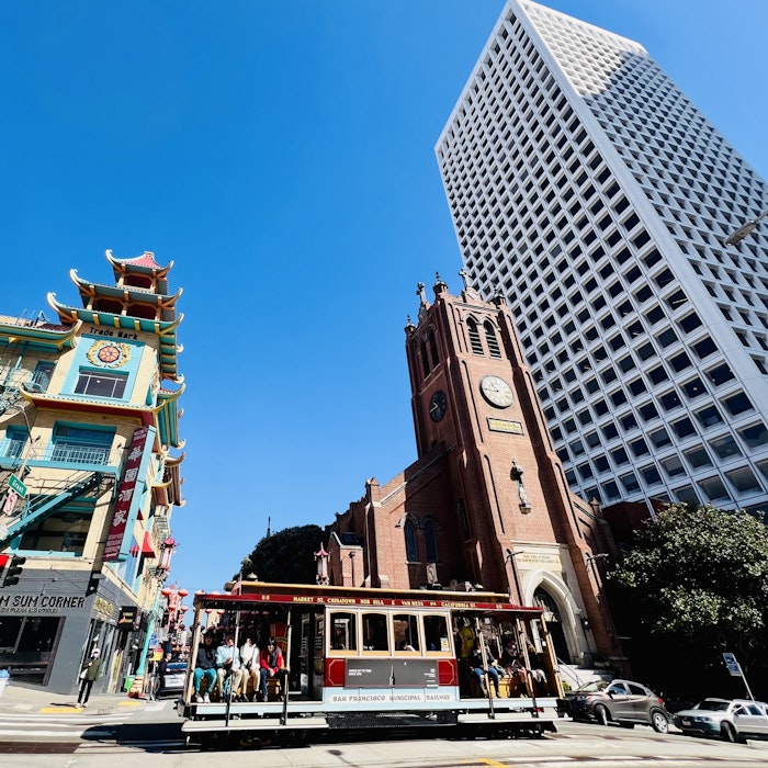 Img: city, urban, cityscape, car, vehicle, clock tower, traffic light, person, bus, metropolis