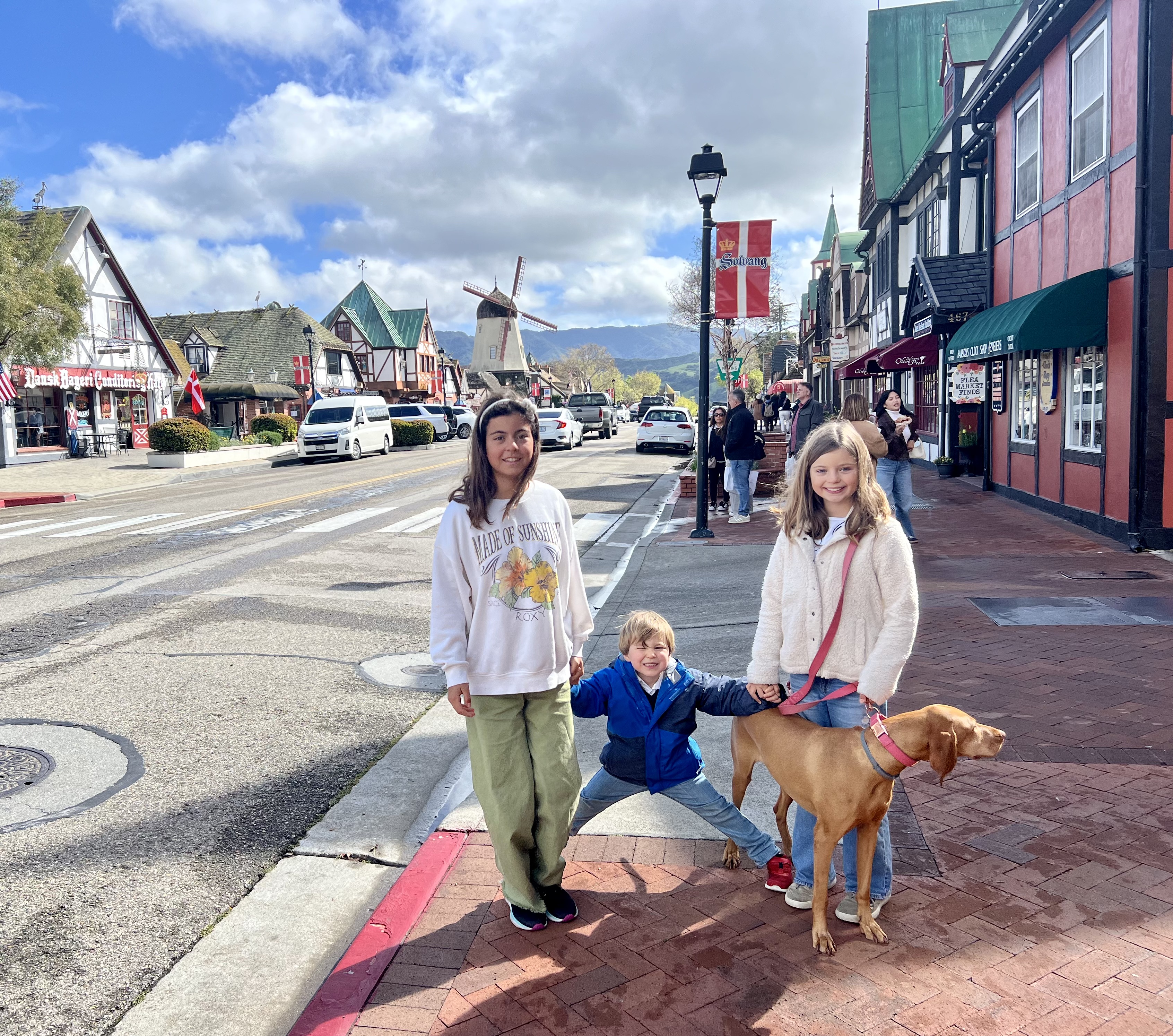 Img: neighborhood, city, road, street, urban, path, shelter, sidewalk, pants, portrait
