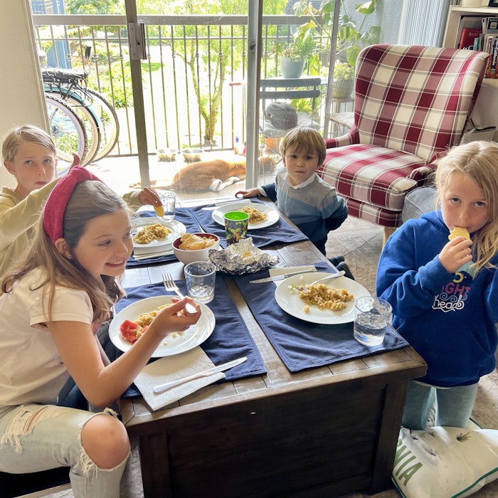 Img: brunch, cup, boy, child, male, person, female, girl, people, knife