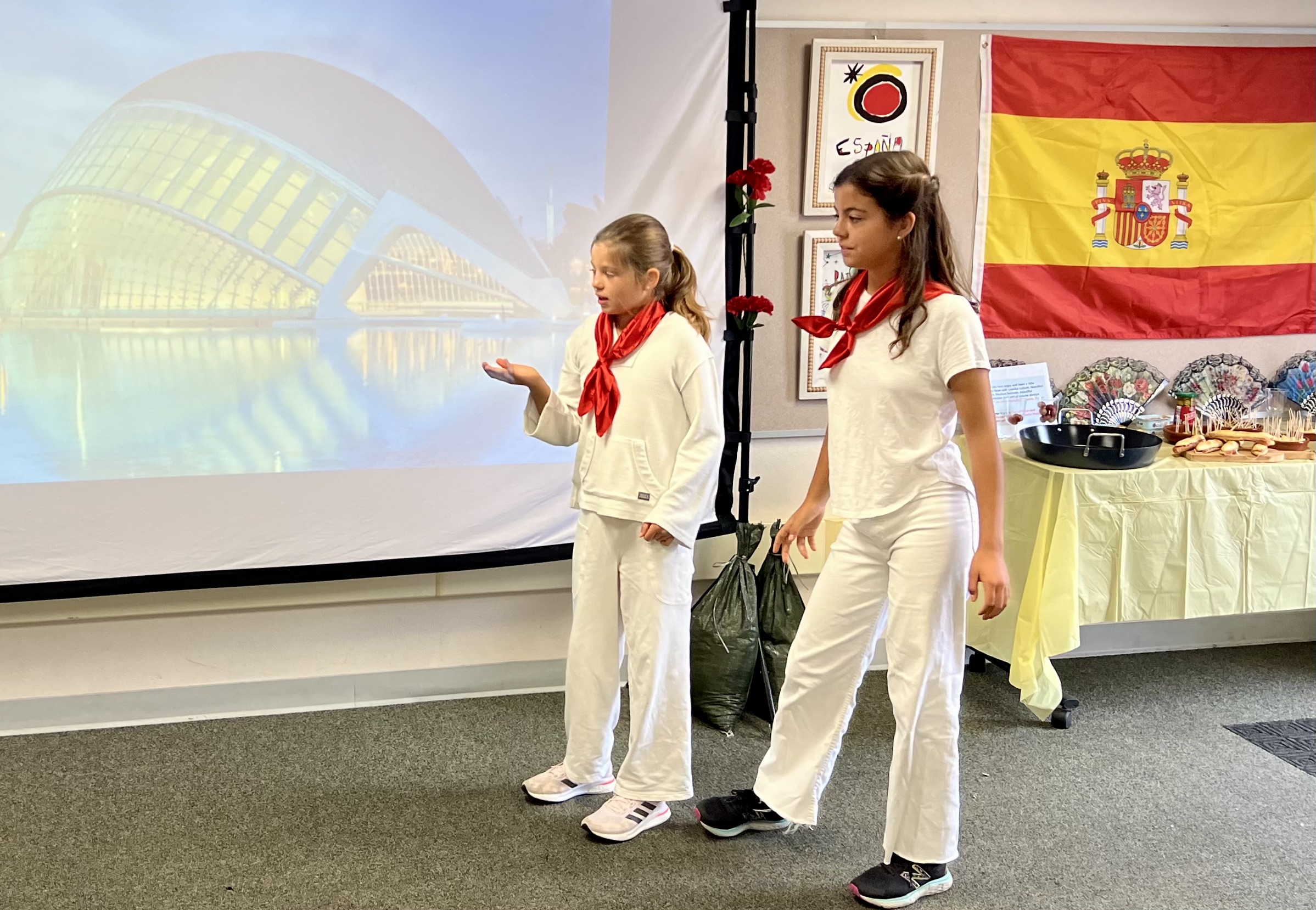 Img: child, female, girl, person, clothing, scarf, footwear, shoe, flag