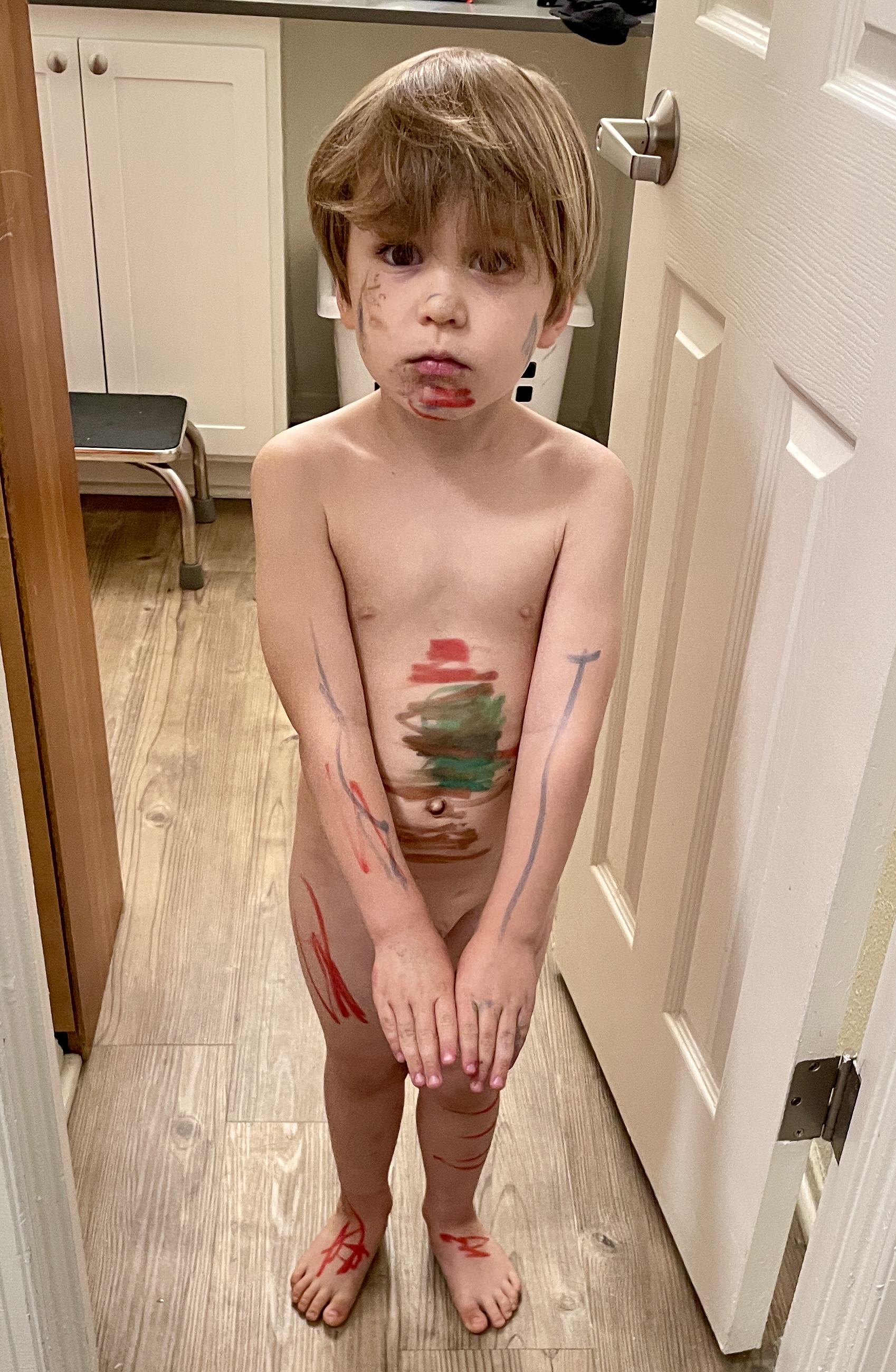Img: wood, person, skin, tattoo, floor, finger, boy, child, male, door