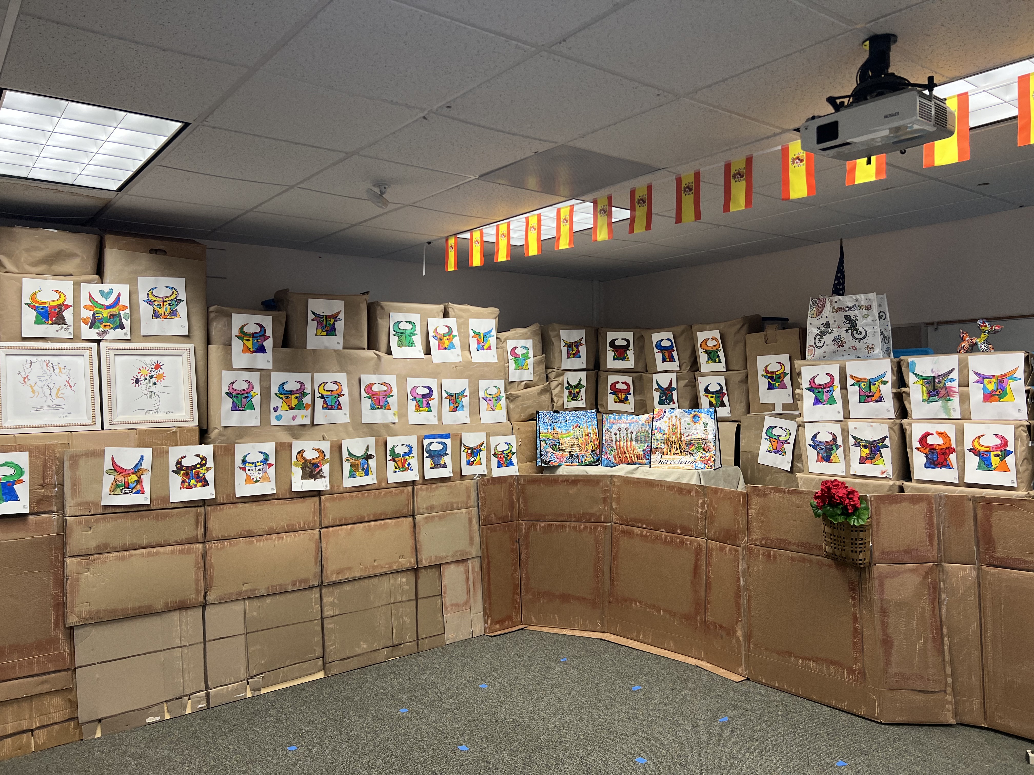 Img: indoors, interior design, lamp, accessories, bag, handbag, flag, art, art gallery