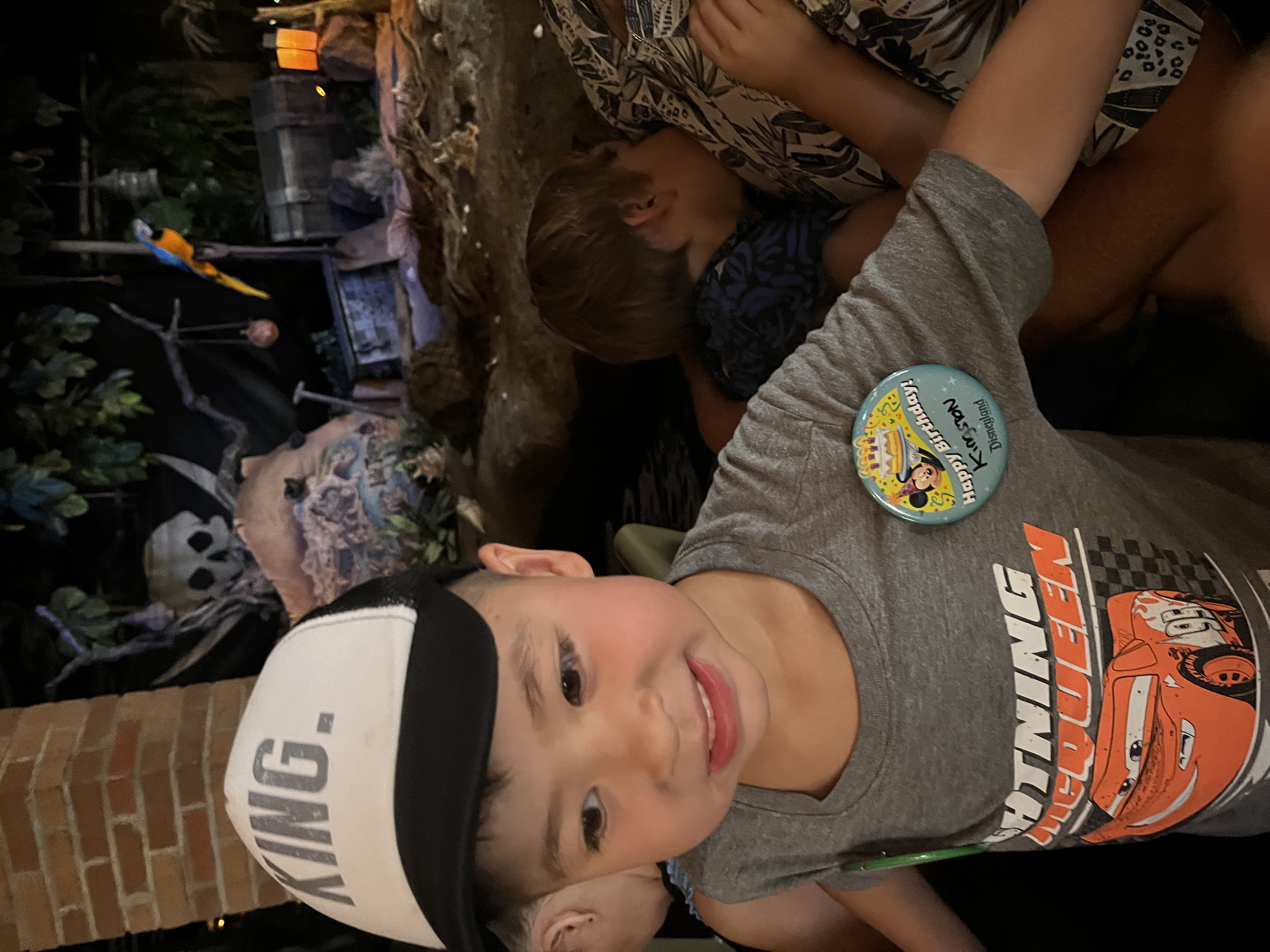 Img: baseball cap, cap, hat, t-shirt, boy, child, male, person, bird, portrait