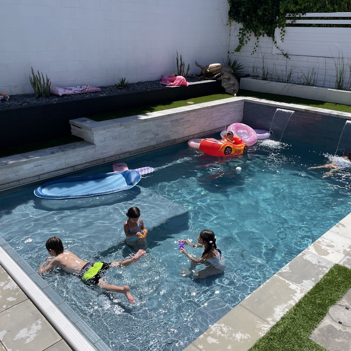 Img: person, swimming, water, water sports, pool, swimming pool, box, outdoors, summer, tub