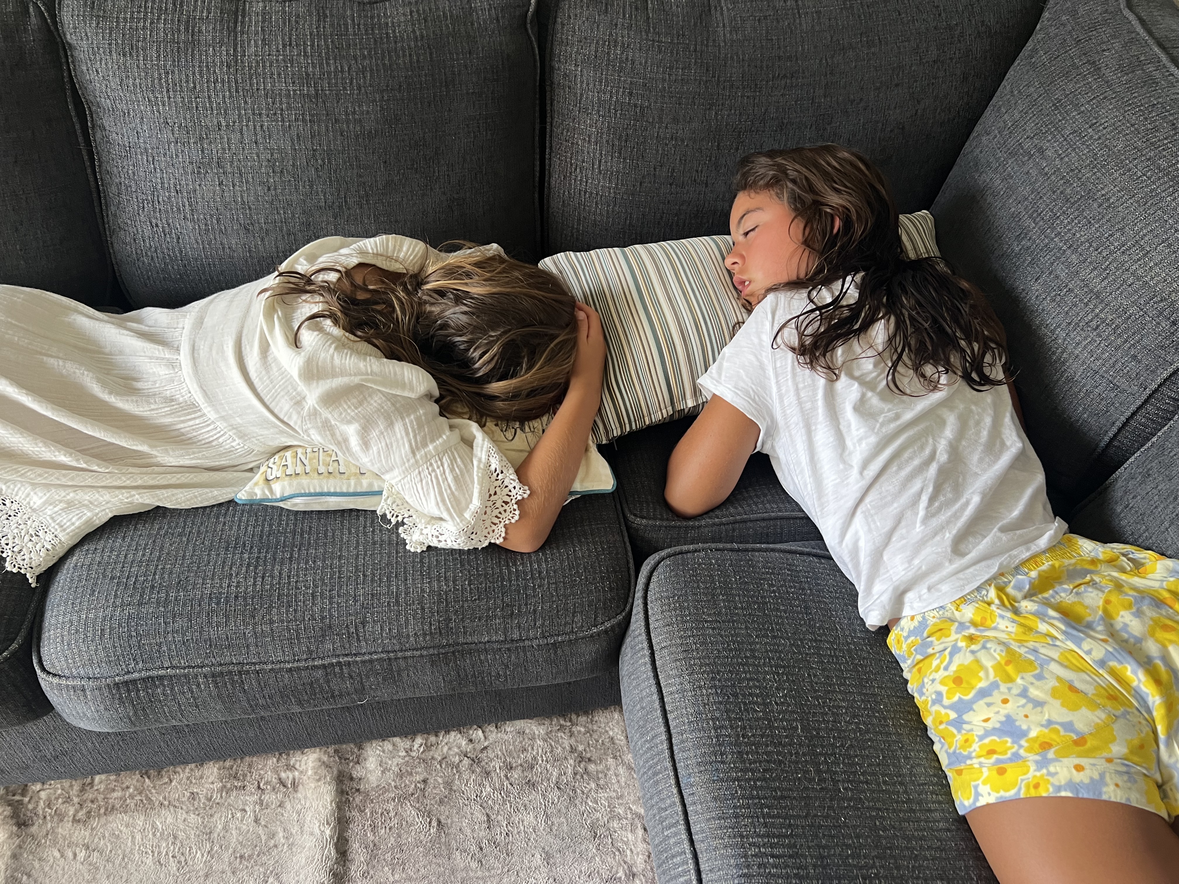 Img: child, female, girl, person, romantic, clothing, shorts, couch, furniture