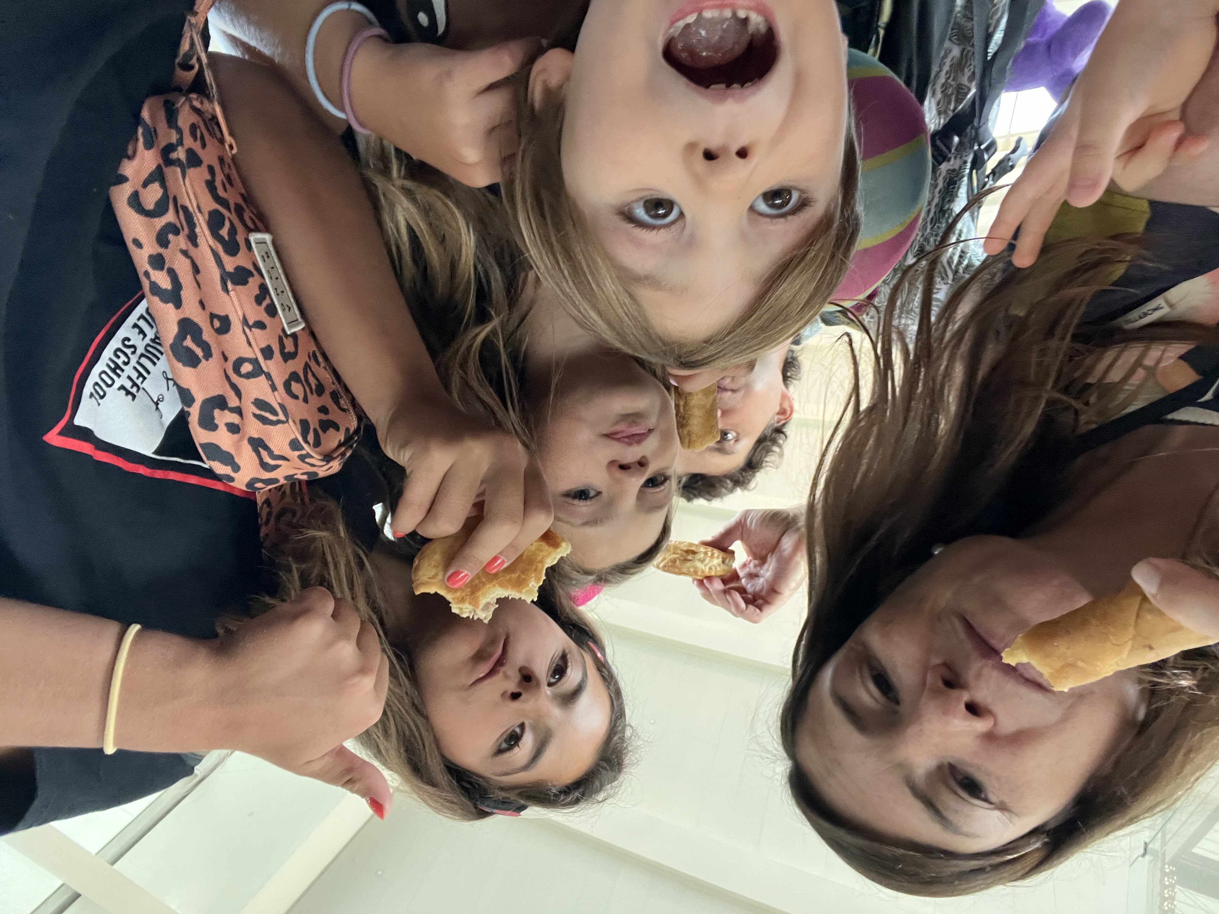 Img: adult, female, person, woman, eating, food, face, baby, people, bread