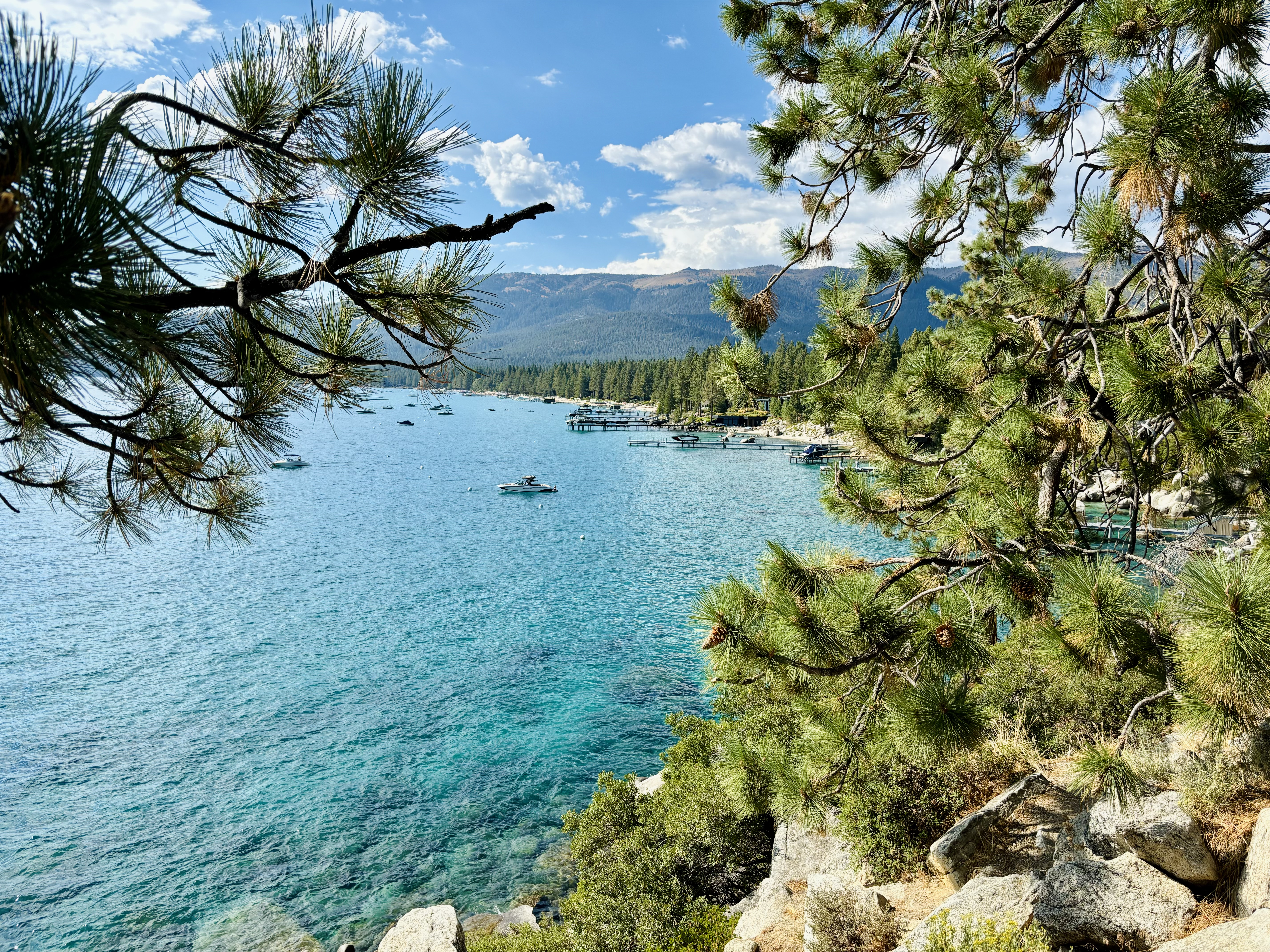 Img: nature, outdoors, scenery, summer, tree, fir, boat, lake, water, sea